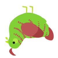 A grass and red chicken with a half-bar pattern