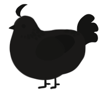 A sable and black chicken with a neck-speckle pattern