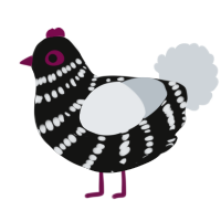 A black and mist chicken with a bar pattern