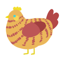 A honey and red chicken with a bar pattern