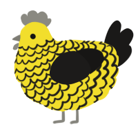 A yellow and sable chicken with a lace pattern