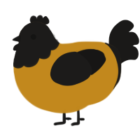 A ochre and sable chicken with a head pattern