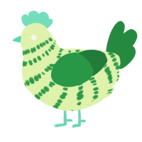 A apple and viridian chicken with a bar pattern