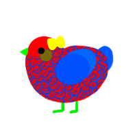 A aqua and orange chicken with a double-lace pattern
