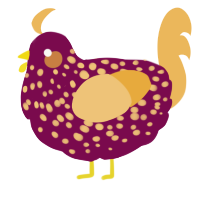 A wine and honey chicken with a speckle pattern