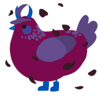 A wine and overcast chicken with a neck-speckle pattern