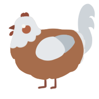 A brown and mist chicken with a head pattern