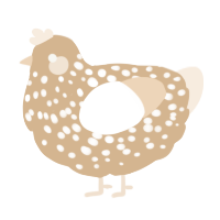 A beige and cream chicken with a speckle pattern