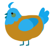 A ochre and sky chicken with a head pattern