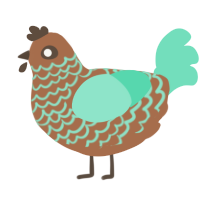 A brown and mint chicken with a lace pattern