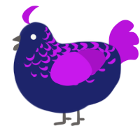 A navy and amethyst chicken with a half-lace pattern