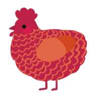 A crimson and vermilion chicken with a lace pattern