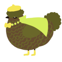 A bark and olive chicken with a lace pattern