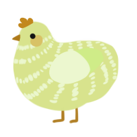 A lemon and apple chicken with a bar pattern
