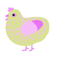 A lemon and lavender chicken with a speckle pattern
