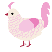 A cream and pink chicken with a lace pattern
