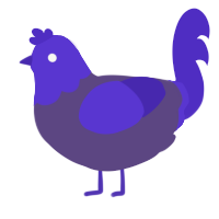A overcast and indigo chicken with a head pattern