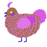 A brown and orchid chicken with a lace pattern