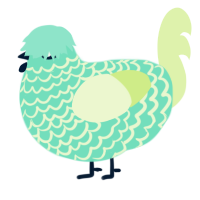 A mint and apple chicken with a lace pattern