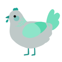 A silver and mint chicken with a neck-band pattern