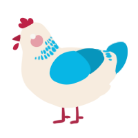 A cream and cerulean chicken with a neck-band pattern