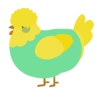 A spring and yellow chicken with a head pattern