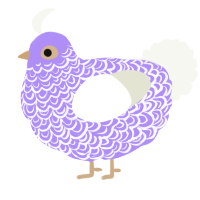 A lilac and white chicken with a double-lace pattern