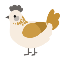 A cream and gold chicken with a neck-speckle pattern