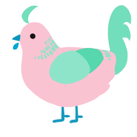 A rose and mint chicken with a neck-band pattern