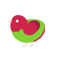 Cherry Limeade, a grass and crimson chicken with a head pattern