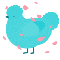 A aqua chicken with a double-lace pattern