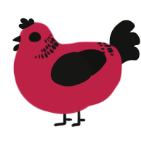 A crimson and black chicken with a neck-band pattern