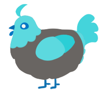 A grey and aqua chicken with a head pattern