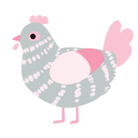 A silver and rose chicken with a bar pattern