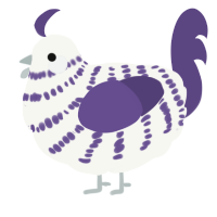 A white and overcast chicken with a bar pattern