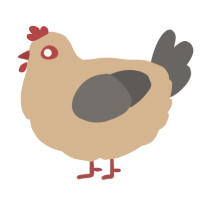 A beige and grey chicken