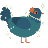 A sapphire and ultramarine chicken with a head pattern