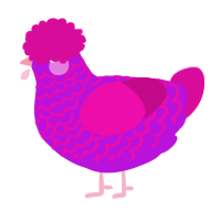 A amethyst and fuchsia chicken with a lace pattern