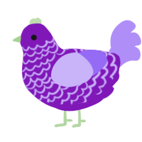 A violet and lilac chicken with a lace pattern