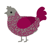 A ash and maroon chicken with a double-lace pattern