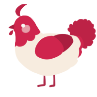 A cream and crimson chicken with a head pattern