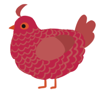 A crimson and red chicken with a lace pattern