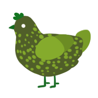 A olive and chartreuse chicken with a speckle pattern