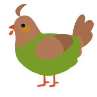A chartreuse and brown chicken with a head pattern