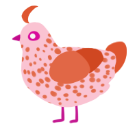 A rose and vermilion chicken with a speckle pattern