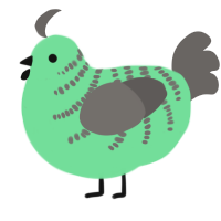 A spring and grey chicken with a half-bar pattern