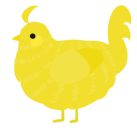 A yellow chicken with a bar pattern