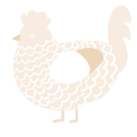 A cream chicken with a lace pattern