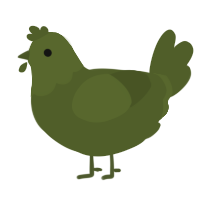 A olive chicken with a head pattern