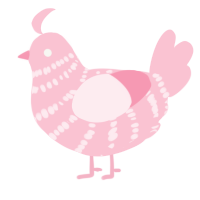 A rose chicken with a bar pattern